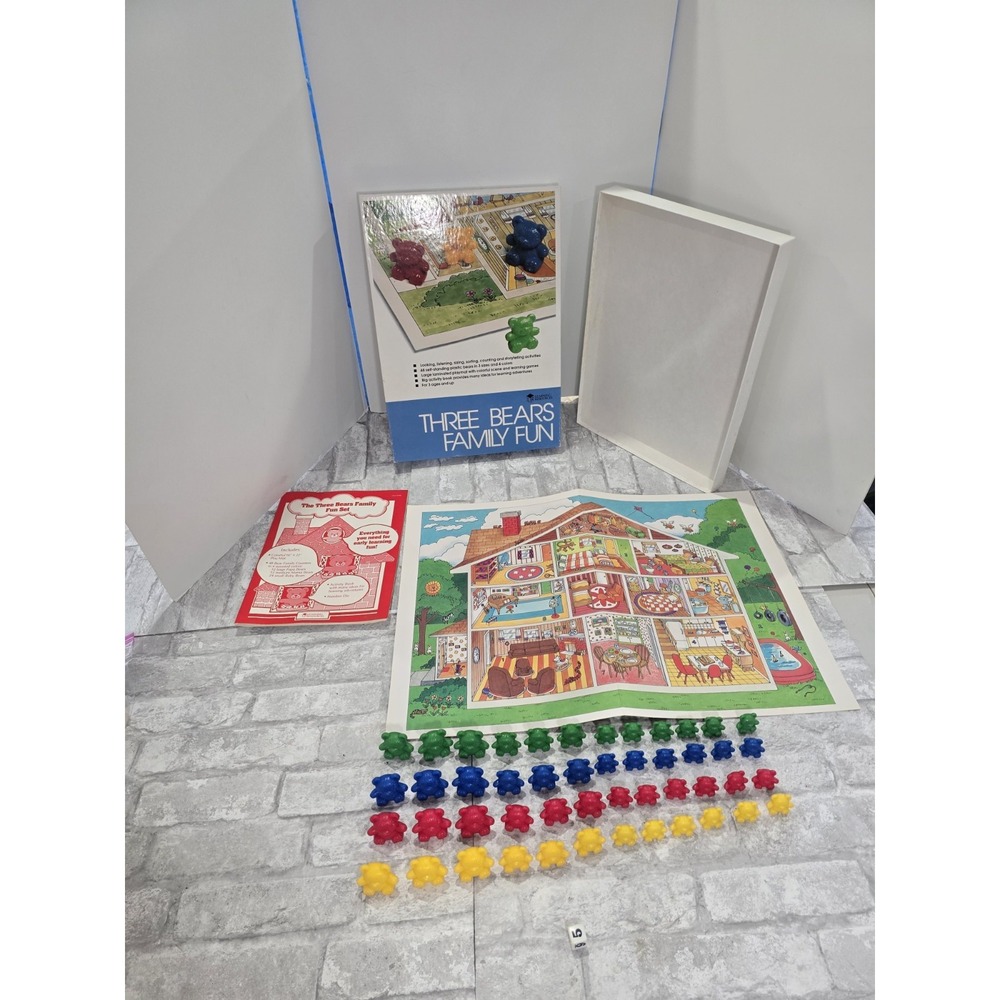 Learning Resources Three Bear Family Fun Board Game Set‎ Homeschool 48 Bears Vtg